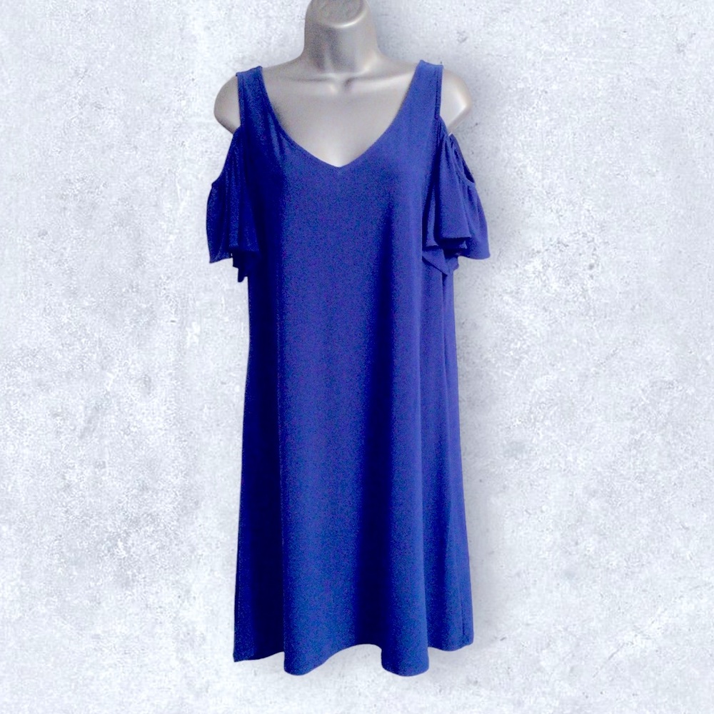 MSK cold shoulder dress in bright blue